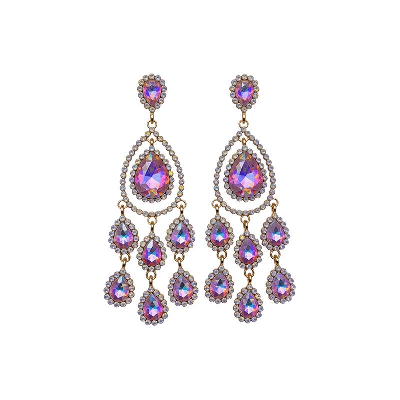 Silver Needle Rhinestone Tassel Stud Earrings: Elegant Niche Design with Water Drop for Women
