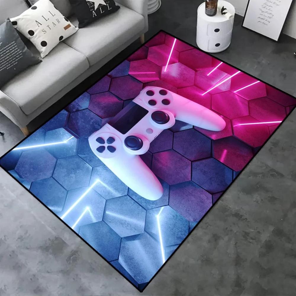 3D Game Controller Gamer Gaming Pattern Area Rugs Bedroom Non-Slip Gaming Gamepad Carpet Floor Mat Decor for Living Room Doormat