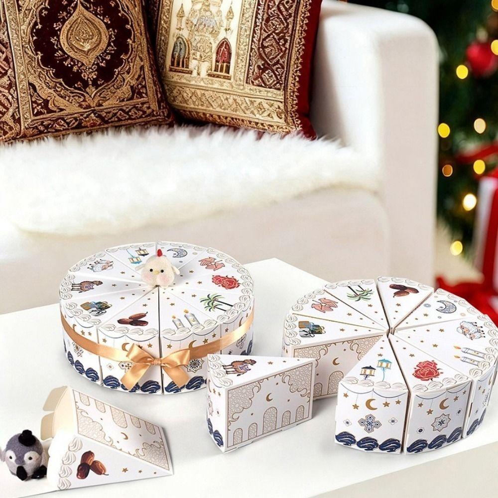 10 Pieces/Bag Paper Cake Shaped Gift Box Middle East Triangular Ramadan Gift Packaging Box Cute Cookie Candy Treat Box