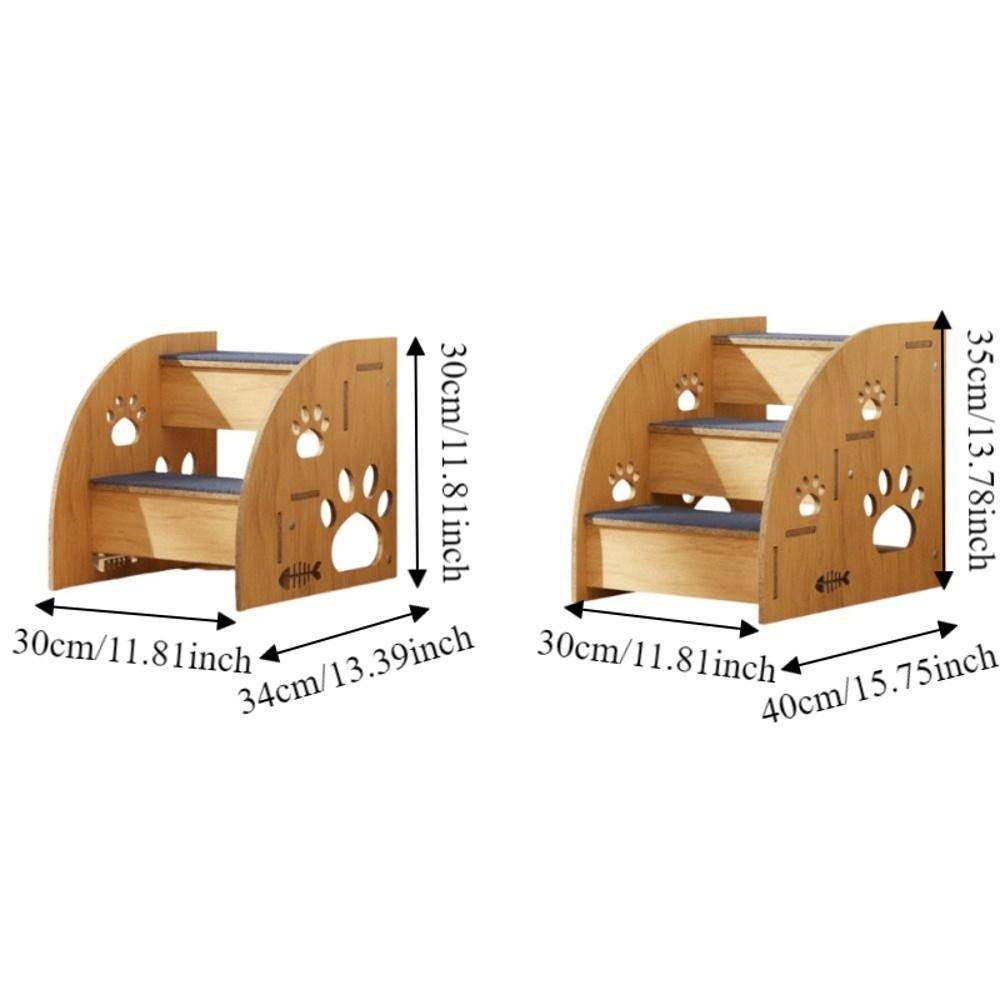 Non-Slip Wooden Dog Stairs Safety Railing Dog Ladder Pet Staircase for High Beds Sofas