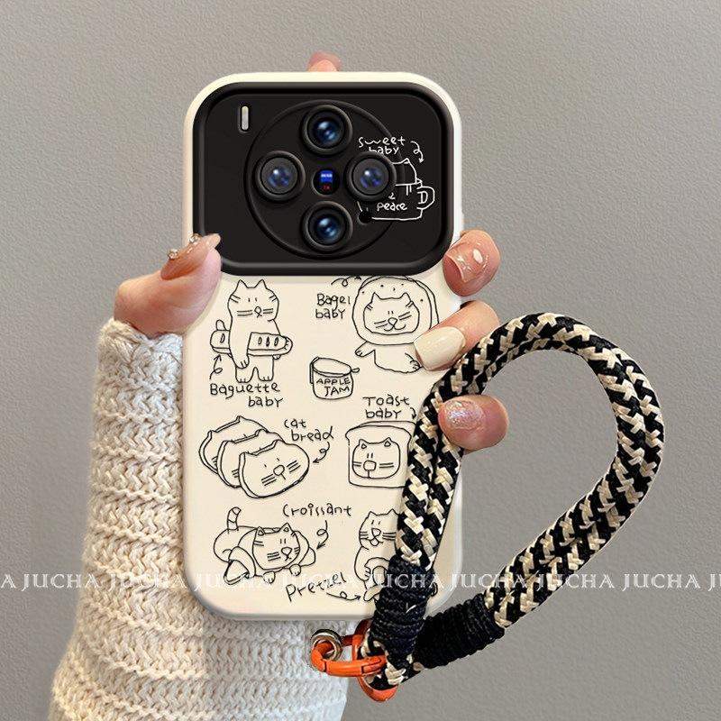 Applicable To Vivox300ultra Mobile Phone Case Women's New High-end X300s Cartoon Creative Fun Line Cat