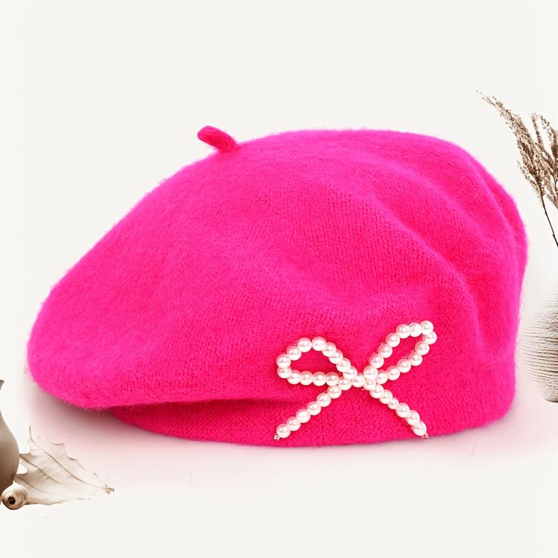 1pc Solid Color Women's New Bow Wool Beret, Suitable for Daily Use, Available in Multiple Colors