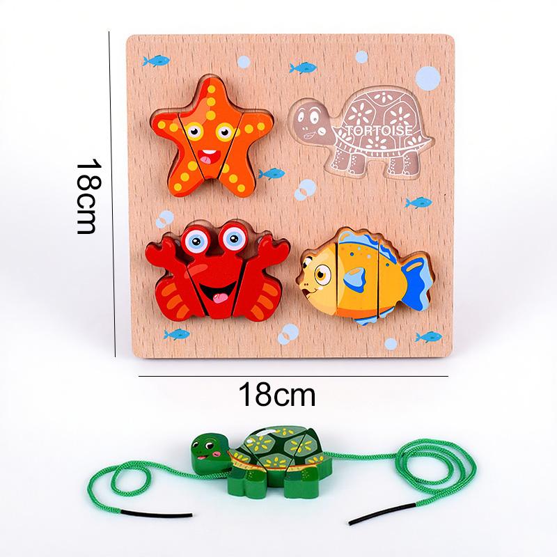 Kinder Fädelspiel Spielzeug Pädagogisches Holz Verkehrs Tier Ozean Memory Match Spiel für Montessori Intelligenzspielzeug TMZ