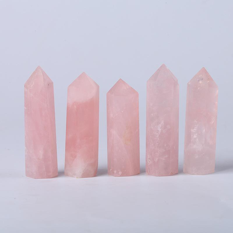 Hexagonal Crystal Column Ornament: Polished Semi-Precious Stone in Various Materials