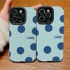 Custodia Verticale in Pelle con Fantasia di Pois Blu Carini, Custodia Morbida in Silicone Antiurto con Protezione Completa per Obiettivo Fotocamera per IPhone Samsung