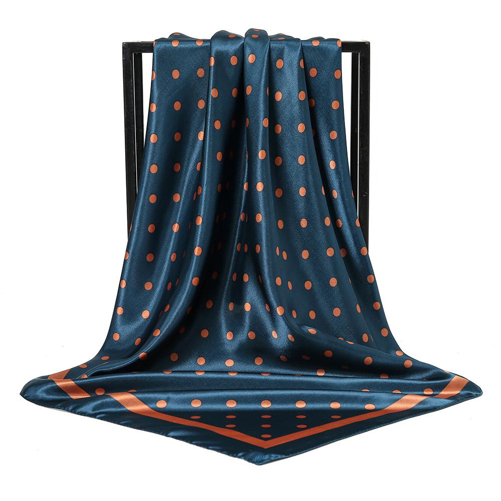 

90СМ Модный Свежий Горошек Квадратный Шарф Женский Атласный Принт Шейный Шелковый Шарф Многофункциональная Шаль Повязки на Голову 90x90cm