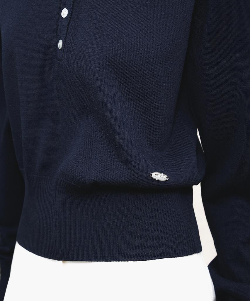 DEHEVE Summer Henley Neck Knit [Navy]