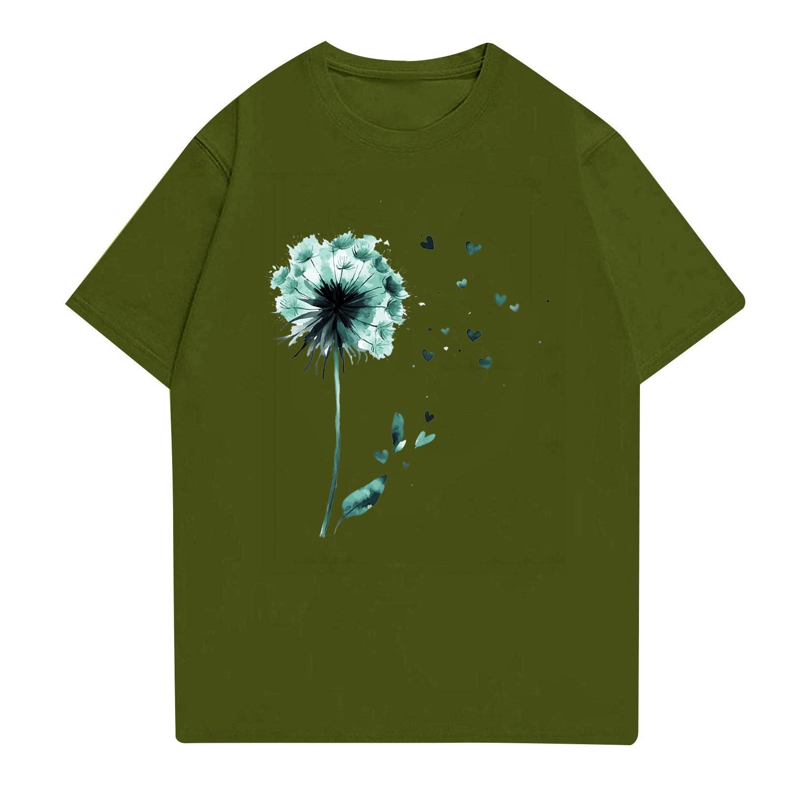 

Женская мода повседневная футболка с круглым вырезом и короткими рукавами, топ, футболка, топ L армия зеленый