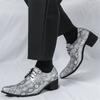 Scarpe Derby Elevator a Punta in Pelle Verniciata Effetto Serpente Nuove alla Moda per Uomo Marca Designer Casual Ritorno a Casa Matrimonio Calzature Formali