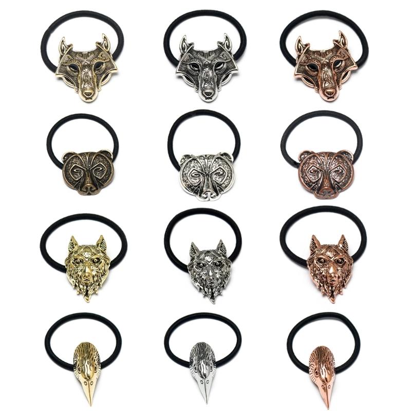 Vintage Elastic Hair Bands Metal Animal Charm Elastic Hair Bands Elegant Ponytail Holders Hair Adornment