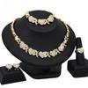 2026 Dubai 24K Heart Full Diamond Jewelry Set African Wedding Necklace Ring Earrings Bracelet Four-piece Set