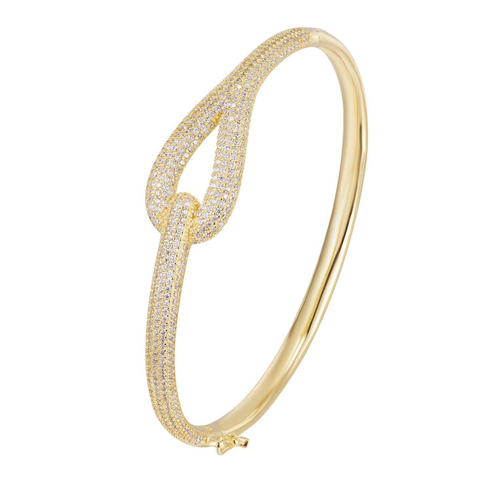 18k Gold-Plated Luxury Diamond Horseshoe Bangle for Women’s Stylish Design