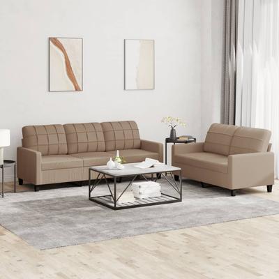 Vidaxl 2-Seater Sofa With Cushions, Cappuccino, Faux Leather