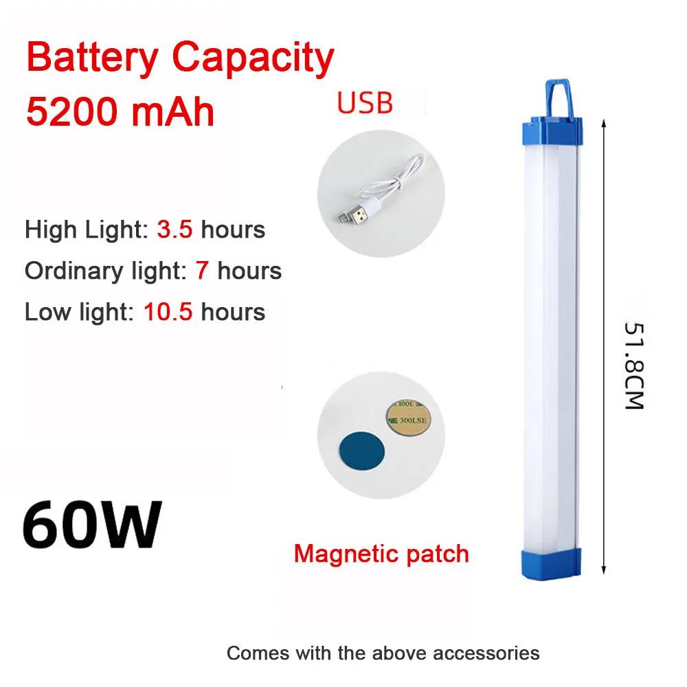 Led Tube Camping Light Usb Rechargeable Dc5v 17cm 32cm 52cm 6000k 3000k 20w/60w With/hook Multifunctional Lamps Outdoor Portable