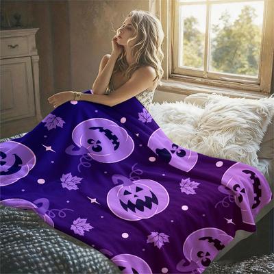 Pumpkin Halloween Flannel Blanket Warm Soft Halloween Christmas Decorative Couch Warm Cozy All-Season Gift