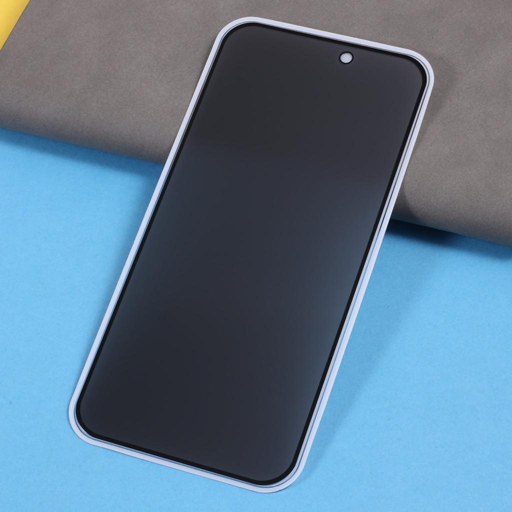 For iPhone 15 Pro Max Silk Printing Screen Protector Full Glue Full Cover High Aluminium-silicon Glass Anti-peep Film