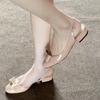 Congyuan Outer Wear Buckle Belt with the Same French One-word Bag Head Sandals Gentle Round Head Women Summer Bow High Heels Women