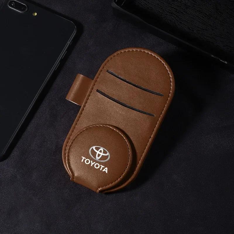 Car Multifunction Sunglasses Clip Card Ticket Holder Stand Eyeglasses For Toyota Chr Corolla Yaris Rav4 E150 E120 Land Cruiser
