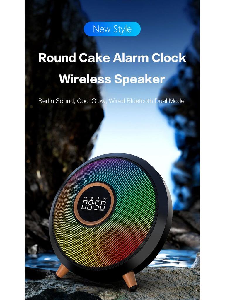 Cross-Border Bluetooth Alarm Clock Speaker with Colorful Atmosphere Light
