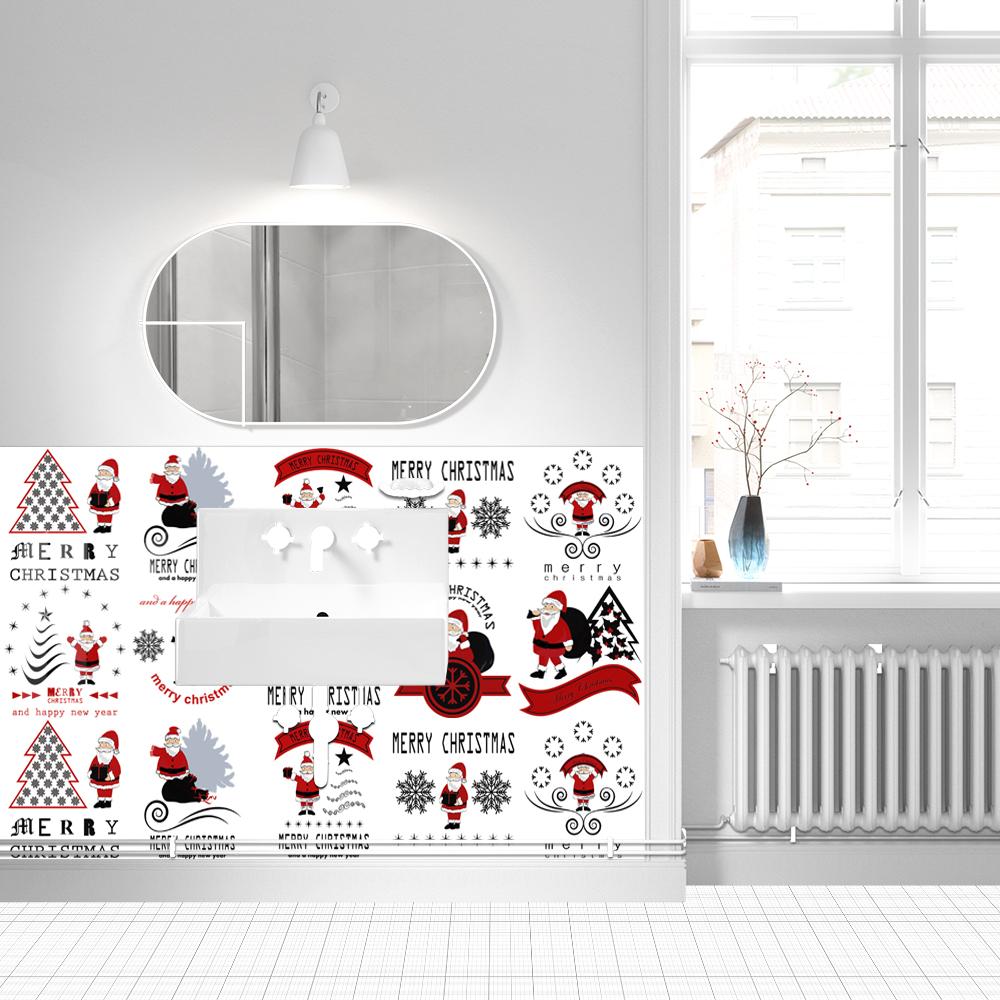 10ks Vánoční dlaždičky Santa Claus Samolepka Kuchyně Šatní skříň Koupelna Domácí Dekor Samolepící Křišťál Hard Film Art Samolepky na zeď