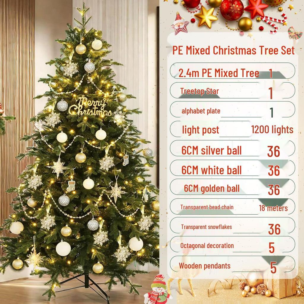 Simple Fresh PE Christmas Tree Set - 1.5/1.8/2.1/3m for Home & Mall