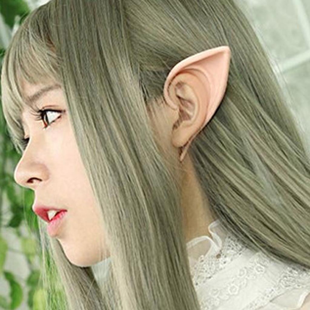 1 Pair Elf Ears Lifelike Soft Pointy Reusable Fairy Pixie Elf Ears for Cosplay Halloween Christmas Any Themed Party