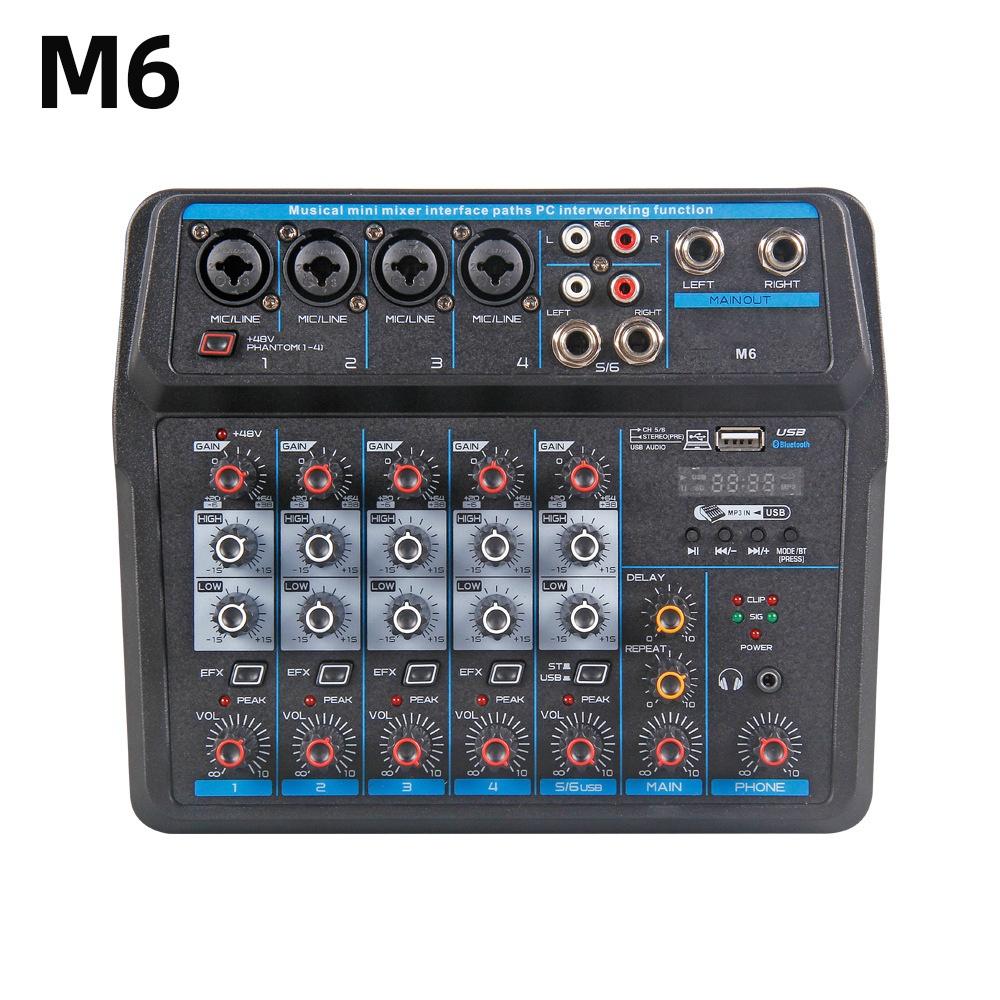 50W 48V 4/6 Channels Audio Mixer Sound Mixing Console bluetooth USB Record Computer Playback Phantom Power Delay Repaeat Effect