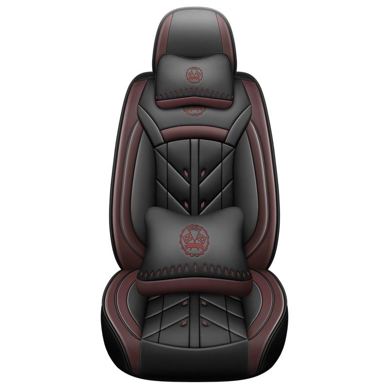 Universal Full Leather Car Seat Cushion for Five-Seaters - All-Season Coverage
