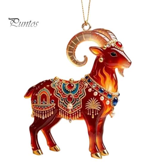 Festive Atmosphere Supplies 2PCS Christmas Goat Hanging Ornaments, Decorative 2D Acrylic Tree Ornament for Restaurant Pendants, Lightweight Ornaments