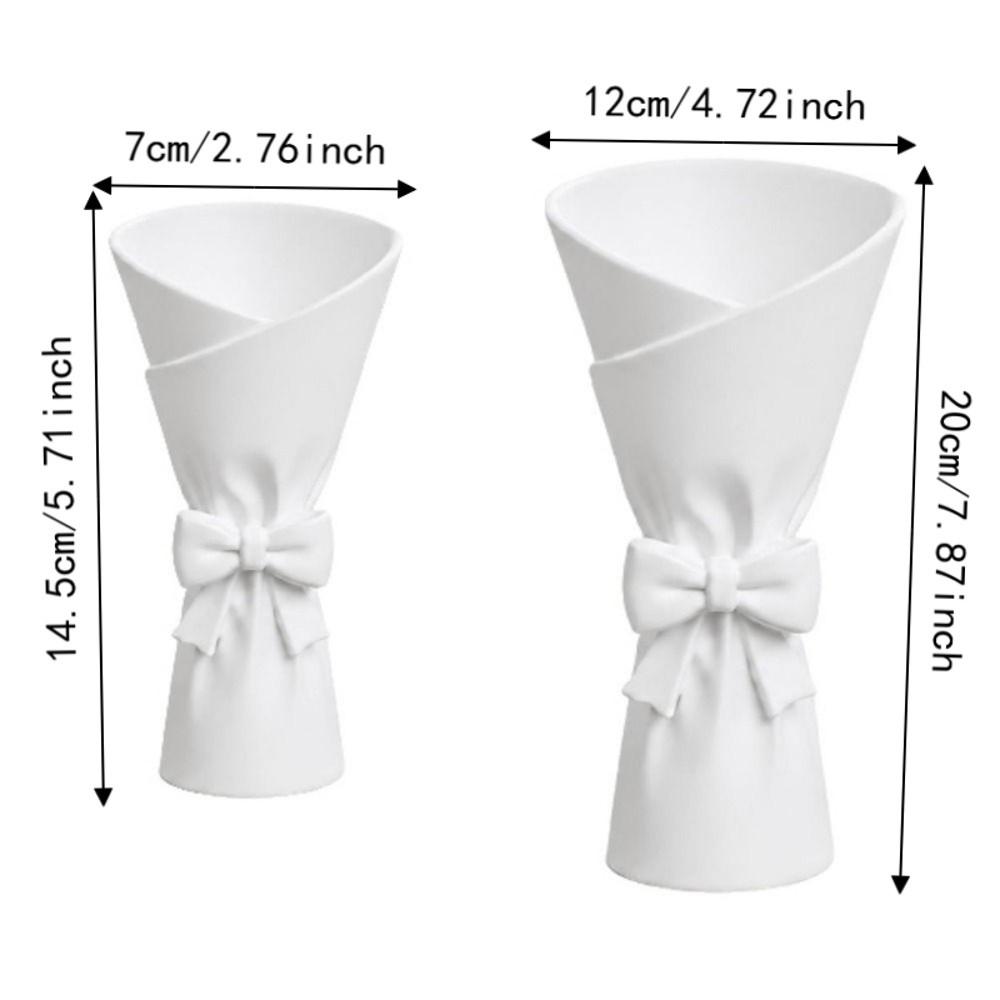 Nordic Style Bow Bouquet Shaped Vase White Desktop Ornament  Desktop Decoration