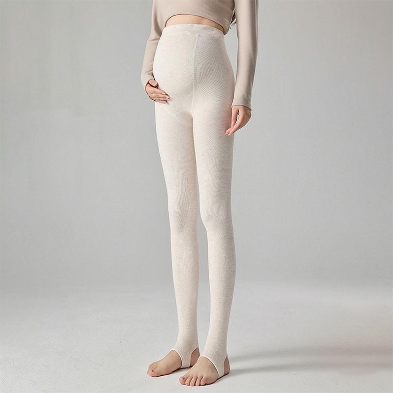 Leggings molletonnés de maternité: Coton Rayé, Collants de Soutien pour Printemps/Automne