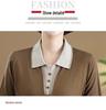 Autumn Long-Sleeve Knit Top for Middle-Aged Women, Lapel Shirt for 50s-60s, Base Layer Tee