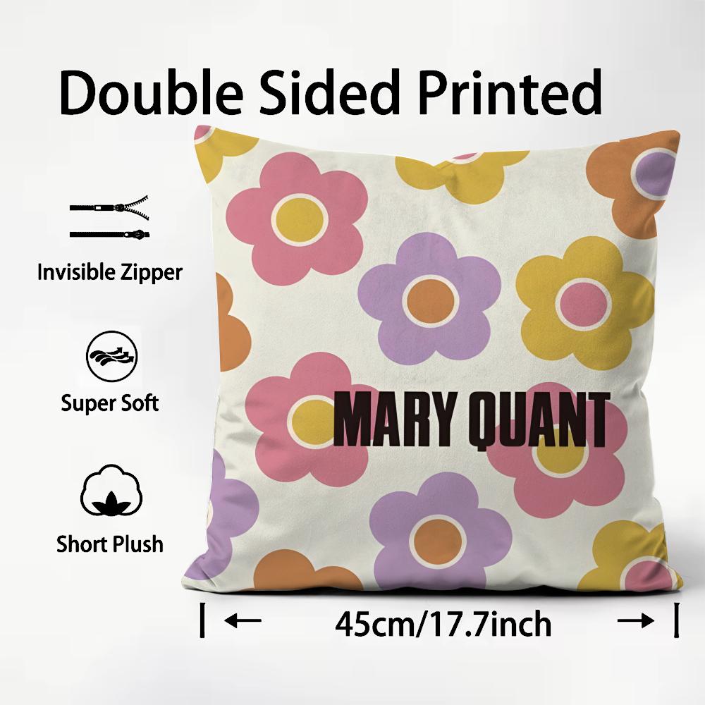 MMary QQuant Brand Cushion Cover Plush Fabric Soft DoubleSided Printed Sofa Warm Winter Home Child Gift Pillow Case