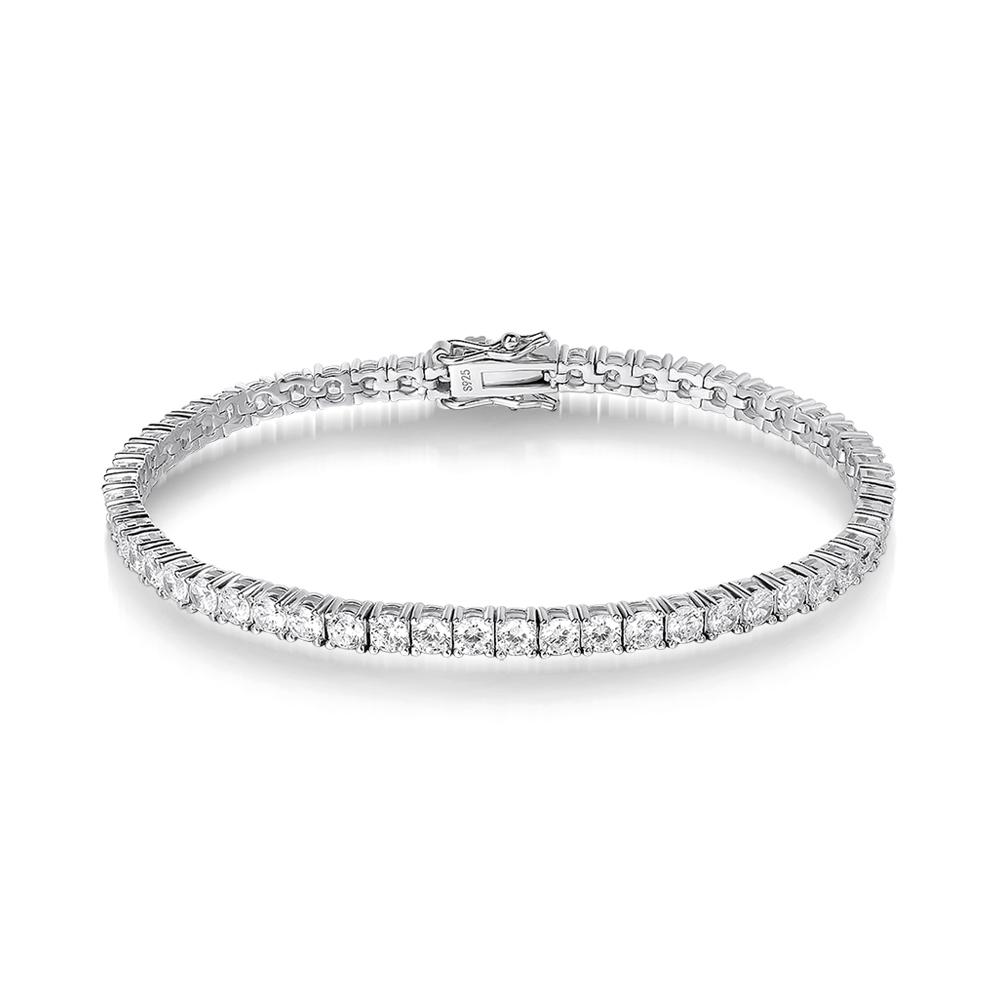 OEVAS 3mm High Carbon Diamond Tennis Bracelet S925 Silver Plated Gold Lab Diamond Bracelet Fine Jewelry