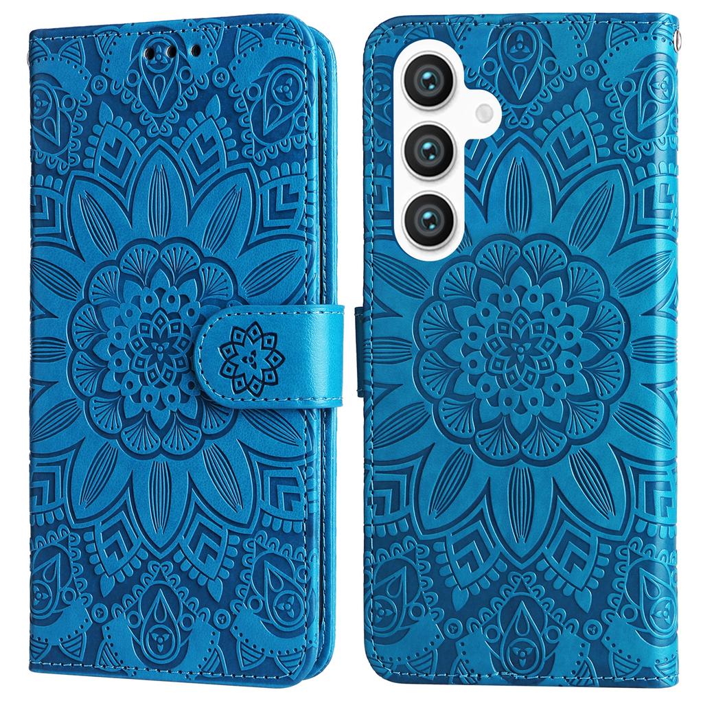For Samsung Galaxy S25 Case Sunflower Imprint Leather Wallet Phone Cover