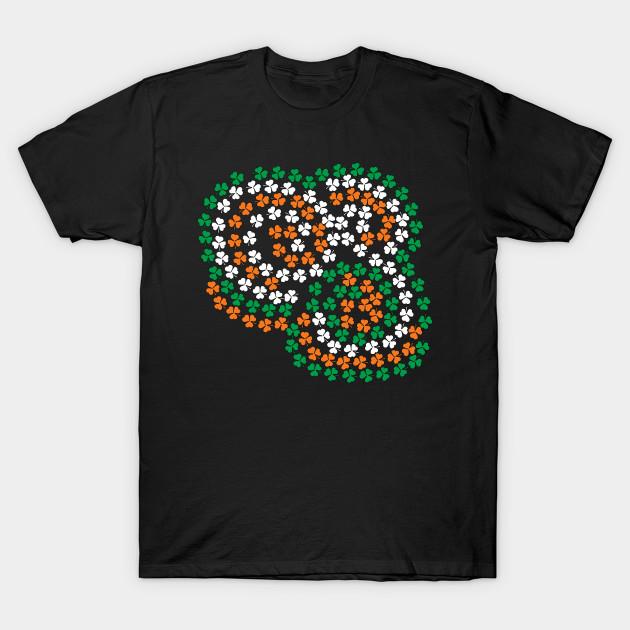 Men Black Print T-shirt St Patricks Day Shamrock Spiral No-Cut Transfer Paper Print Cotton Tshirt 4XL