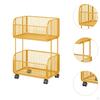 Cart Metal Wire Baskets with Wheels Iron Multipurpose Kitchen Fruit Basket Stand for Snacks Potatoes