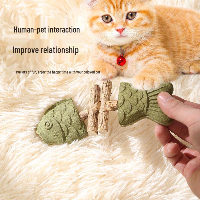 Mint Scented Fish Bone Cat Teething Toy for Teeth Cleaning and Play