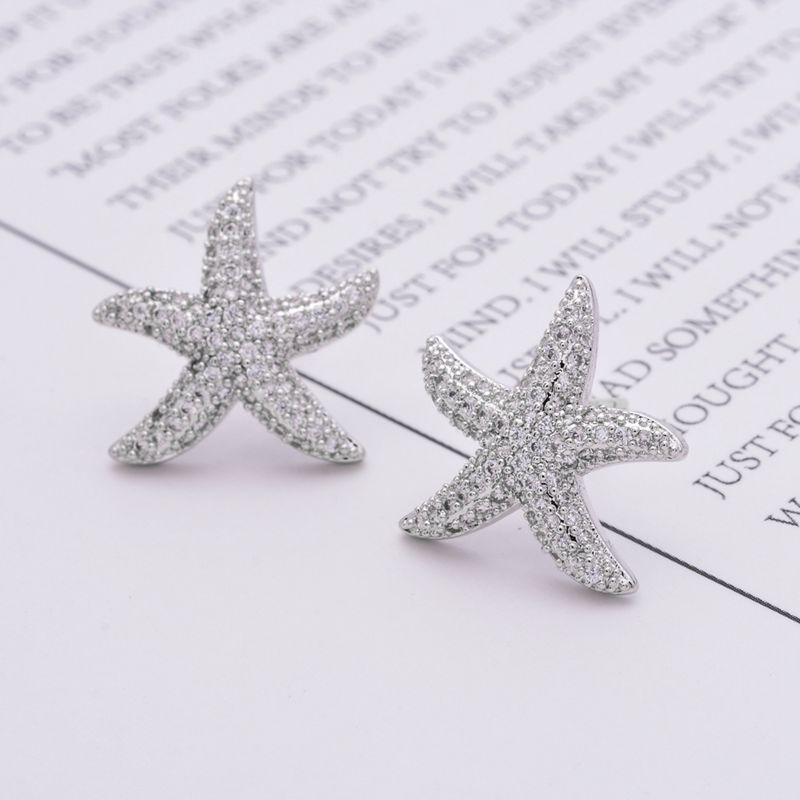 Aegean Star White Gold-Plated Hypoallergenic Micro-Paved Earrings