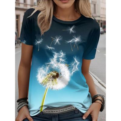 T-shirt da Donna Bellissime con Stampa Floreale Manica Corta Top Stampe 3D Girocollo Camicia Estiva Casual Abbigliamento Donna