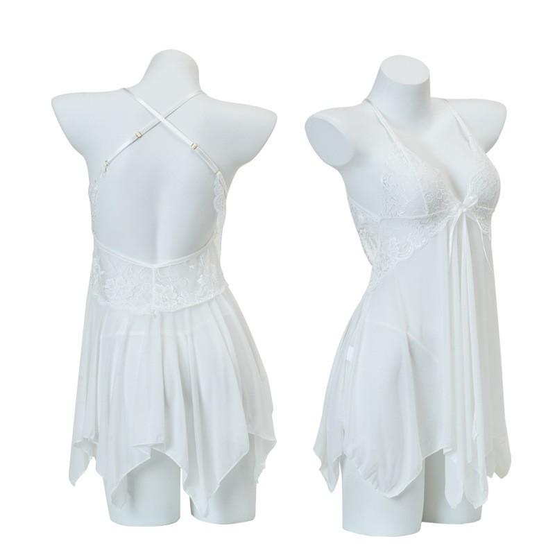 Night Fragrance Lace Erotic Lingerie: Sexy Plus Size See-Through Mesh Nightgown