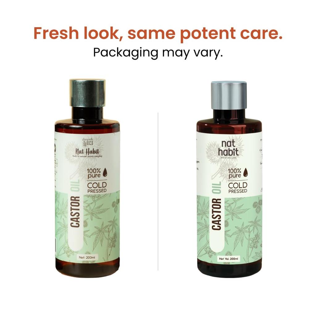 Nat Habit Cold Pressed Castor Oil Pure Natural Oil For Skin And Hair Care Moisturizing Nourishing Massage Oil 200 ml