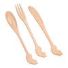 3pcs Wooden Tableware Set Spoon Fork Reusable Hand Made Utensils Portable Soup Spoon for Kitchen Picnic Hotel