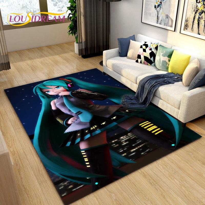 3D-Teppich mit japanischem Musik-Anime-Cartoon, Teppich für Wohnzimmer, Schlafzimmer, Sofa, Fußmatte, Dekoration, Kinder spielen, rutschfeste Bodenmatte