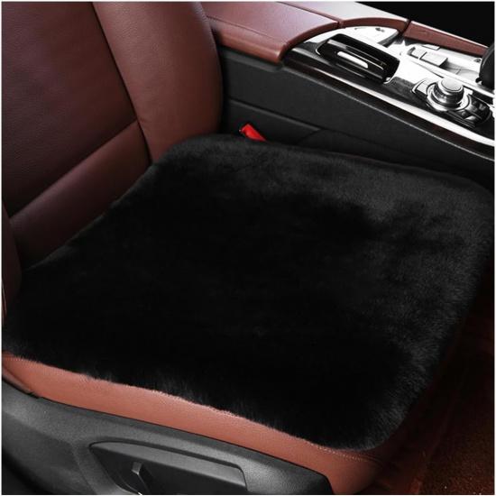Sheepskin Car Seat Cushion, Comfortable Soft Fur Wool Auto Front Seat Cover, Vehicle Seat Protector Pad For Warm Winter Office Chair, Universal Decor