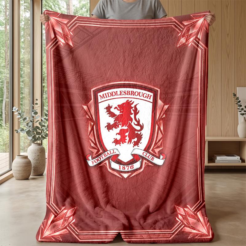 Manta de Franela Suave y Polar del Middlesbrough FC Ligera Acogedora Cálida Manta de Tiro Para Sofá Cama Decoración del Hogar