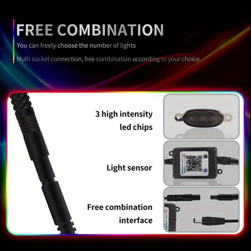 Universal LED Grille Lights with APP Control DIY RGB Decorative Light Kit for Tacoma TRD 2016- DRL Car Pickup Truck SUV 12V