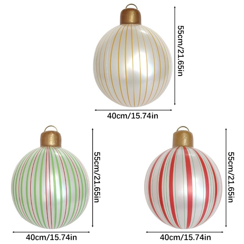 Festival Striped Inflatable Christmas Ball Outdoor Decoration Weather Resistant PVC Yard Decors For Holiday Display