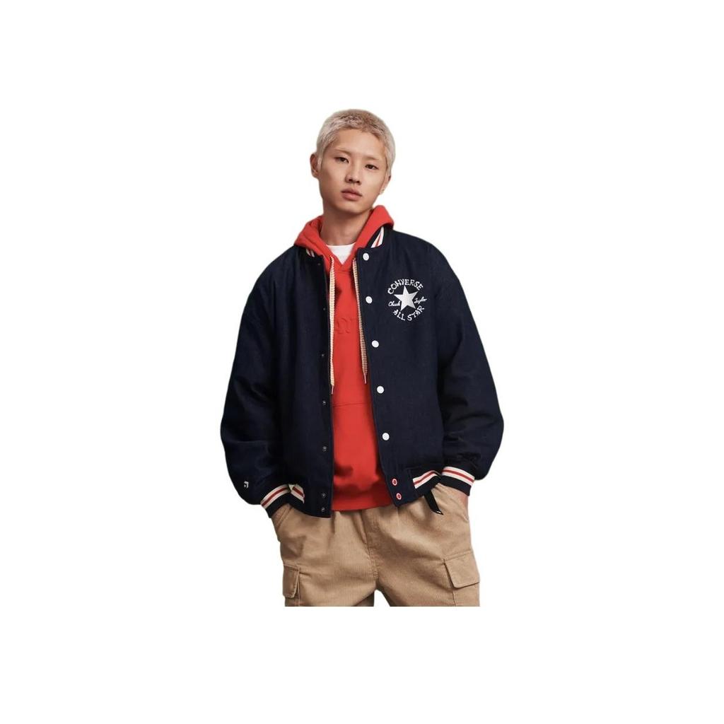 New Converse Baseball Jacket Men's Navy Blue 10026807-A02