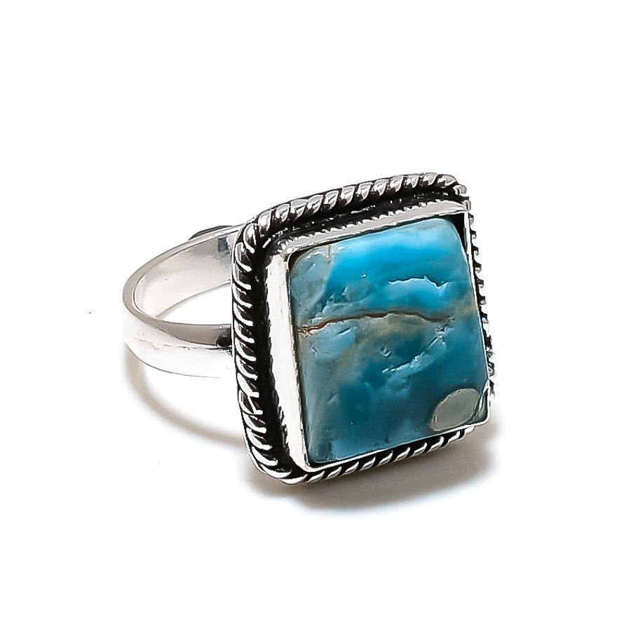 Neon Blue Apatite Gemstone Handmade 925 Sterling Silver Jewelry Ring Size 8 SU-10451